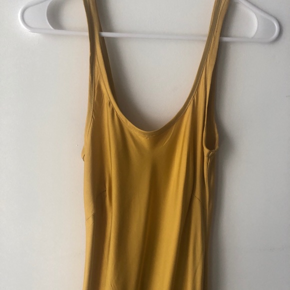 Yellow Mustard Satin Effect Maxi Dress - Picture 3 of 16